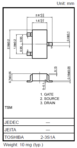 Общий вид транзистора SSM3J306T (JJ9)