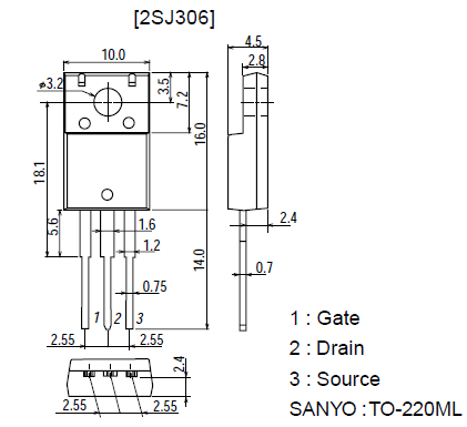 Цоколевка транзистора 2SJ306